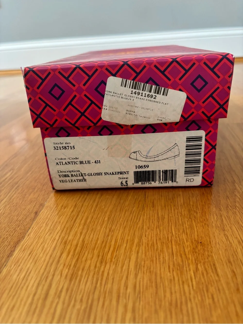 Tory Burch Metallic Blue Leather & Snakeskin Ballet Flats